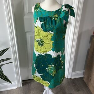 Ann Taylor Retro Floral Sheath Dress Bow Shoulder (size 2)
